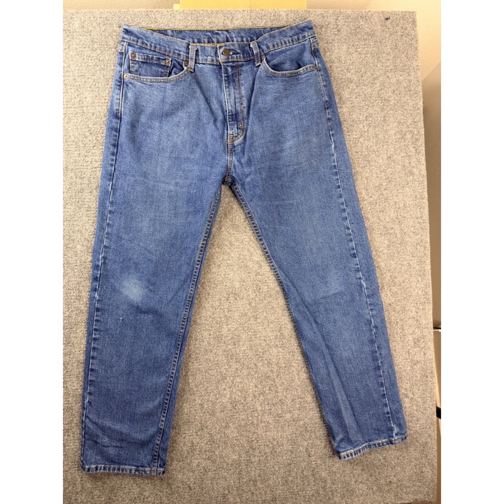 Levis 505 Regular Fit Jeans Mens 36x30 Blue Denim Straight Leg Workwear Faded